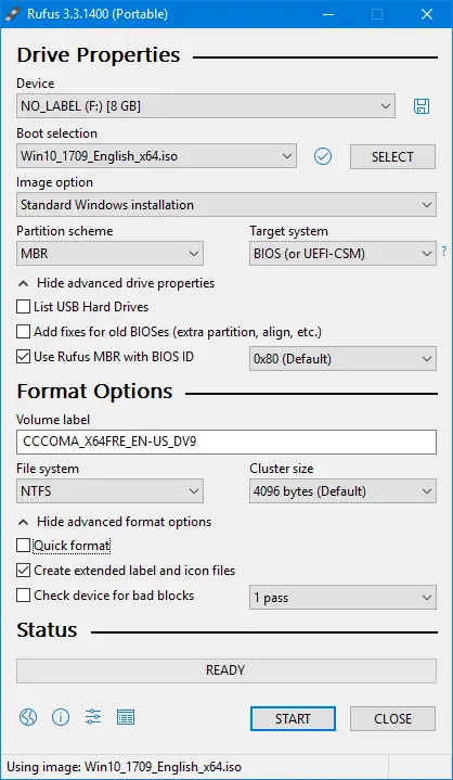 windows 10 install usb format tool